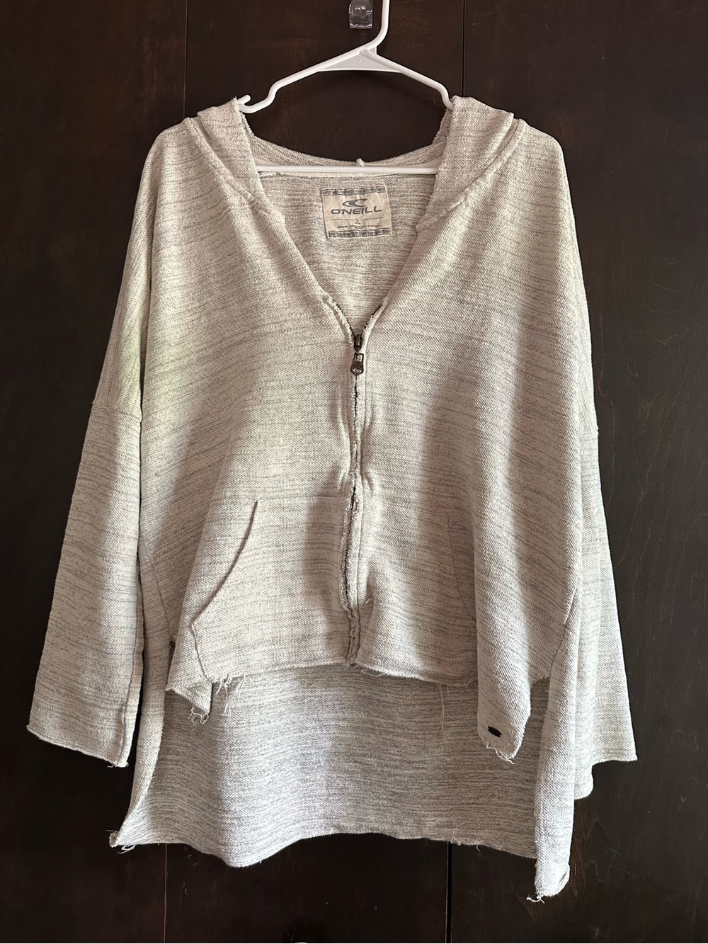 O'Neill Hooded Zip-Up Raw Hem Sweatshirt